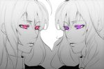  bad_id bad_pixiv_id banned_artist face kisakinomiya_chihaya lips miyanokouji_mizuho monochrome multiple_girls otome_wa_boku_ni_koishiteru pink_eyes purple_eyes s_tanly spot_color 