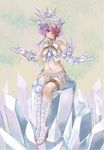  bad_id bad_pixiv_id boots bow crystal full_body gloves hair_ornament hairpin leg_garter midriff multicolored_hair navel pink_eyes pink_hair razalis_(tales) ribbon short_hair shorts sidelocks sitting smile snowflakes solo tales_of_(series) tales_of_the_world_radiant_mythology_3 thighhighs two-tone_hair white_gloves white_hair white_legwear yamadaz 
