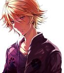  blonde_hair blue_eyes colorized face ivan_karelin jacket letterman_jacket male_focus nicole_pmonachi purple_jacket simple_background solo tiger_&amp;_bunny 