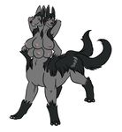  amelia anthro breasts conjoined female fur grey_fur hands_behind_head hyena mammal mightyena multi_breast multi_head multi_limb multiple_arms multiple_tails natuprunk neowulf nintendo nipples one_eye_closed plain_background pok&#233;mon pok&#233;morph pokemon red_eyes solo taur video_games what what_has_science_done white_background wink xolroc 