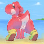  beach fabuchs female mario_bros nintendo pink_body pussy seaside solo super_mario_bros. video_games yoshi 