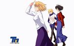  arcueid_brunestud artoria_pendragon_(all) fate/stay_night fate_(series) highres kara_no_kyoukai long_skirt multiple_girls non-web_source pantyhose ryougi_shiki saber skirt sweater tsukihime type-moon 