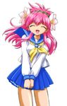  flower galaxy_angel long_hair long_sleeves milfeulle_sakuraba non-web_source pink_hair school_uniform solo 