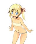  bad_id bad_pixiv_id bandeau bare_shoulders blonde_hair blue_eyes collarbone face fang flat_chest kiwa_(a-bell-abi) navel original smile solo strapless tubetop twintails underwear underwear_only 