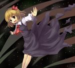  ascot blonde_hair blue_door fang hair_ribbon outstretched_arms red_eyes ribbon rumia short_hair solo spread_arms touhou 