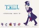  amemiya_saiga blue_hair character_name copyright_name frederic_chopin hat magnifying_glass male_focus mushroom solo top_hat trusty_bell 