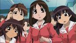  5girls :o azumanga_daiou blush brown_eyes brown_hair classroom indoors kagura_(azumanga_daiou) kasuga_ayumu long_sleeves looking_at_viewer mihama_chiyo mizuhara_koyomi multiple_girls parted_lips school_uniform screencap serafuku short_hair 