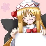  bow hat lily_white masu_shu sign smile solo template touhou wings 