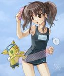  anise_tatlin artist_request brown_hair innertube lowres one-piece_swimsuit school_swimsuit solo stuffed_toy swimsuit tales_of_(series) tales_of_the_abyss tokunaga 