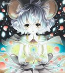  animal_ears ayuayu bad_id bad_pixiv_id bishamonten's_pagoda brown_eyes capelet glowing jewelry marker_(medium) mouse_ears nazrin necklace petals sample short_hair silver_hair solo touhou traditional_media 