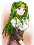  74 armor fire_emblem fire_emblem:_seima_no_kouseki green_eyes green_hair headband long_hair solo syrene 
