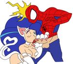  balls blue_eyes blue_hair breasts capcom crossover darkstalkers erection felicia felicia_(darkstalkers) feline fellatio female hair handjob human male mammal marvel marvel_vs._capcom marvel_vs_capcom oral oral_sex penis praiz sex spider-man straight tongue tongue_out video_games 