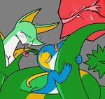  aliasing ambiguous_gender blue_skin blush breasts cunnilingus duo eyes_closed eyewear female glasses green_skin half-closed_eyes internal nintendo oral oral_sex orgasm pok&#233;mon pokemon pussy roy_mccloud serperior sex size_difference snivy sweat tongue tongue_out vaginal video_games womb 