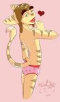  &lt;3 crossdressing girly green_eyes lombax male ratchet ratchet_and_clank solo stripes tongue unknown_artist video_games 