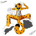  anthro cheetah cheetos chester_cheetah eyewear feline male mammal mascot mascots penis pose solo sunglasses 