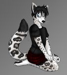  blush crossdressing feline girly leopard looking_at_viewer male mammal scarlett_the_red skirt snow_leopard solo 