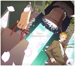  america_(hetalia) axis_powers_hetalia bad_id bad_pixiv_id bag bell blonde_hair dutch_angle glasses liberty_bell petals smile solo star weko 