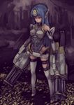  android bad_id bad_pixiv_id blue_hair boots dual_wielding elbow_gloves gatling_gun gloves gun headdress highres holding kos-mos leg_garter long_hair red_eyes shell_casing solo suzuno_(bookshelf) thigh_boots thighhighs weapon white_legwear xenosaga xenosaga_episode_i 