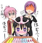  3girls akemi_homura angry bad_id bad_pixiv_id cracking_knuckles empty_eyes homu kaname_junko kaname_madoka long_hair magical_girl mahou_shoujo_madoka_magica matuyan-ryu mother_and_daughter multiple_girls object_on_head panties panties_on_head pantyhose pink_hair purple_hair shaded_face short_hair short_twintails translated twintails underwear 