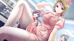  blonde_hair bra game_cg nurse purple_eyes see_through shin_yakin_byoutou short_hair thighhighs underwear wet 