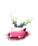  :< commentary hoppip no_humans plant pokemon pokemon_(creature) simple_background solo through_ground white_background yuzuki_gao 