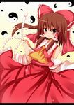  absurdres bad_id bad_pixiv_id brown_eyes brown_hair detached_sleeves hair_ribbon hakurei_reimu highres ribbon shinekalta solo touhou 