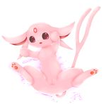  eeveelution espeon female feral forked fur lying nintendo nude on_back pawpads paws pink_fur plain_background pok&#233;mon pok&eacute;mon pussy schnecken solo spreading tongue tongue_out video_games white_background 