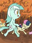  bipedal bonbon_(mlp) carrot_top_(mlp) concentration crowd equine facepalm fall_(season) female feral friendship_is_magic group hasbro horn horse humanized leaves lyra_(mlp) lyra_heartstrings_(mlp) mammal my_little_pony pony resolve reverse_furry running thelivingmachine02 tree unicorn wood 