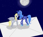  alicorn blue_eyes blue_hair crown cutie_mark derp derpy_hooves_(mlp) duo equine female feral friendship_is_magic hair hasbro horn horse letter mammal moon my_little_pony pegacorn pegasus pony princess_luna_(mlp) qaxis stars winged_unicorn wings yellow_eyes 