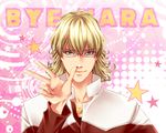 bad_id bad_pixiv_id barnaby_brooks_jr blonde_hair glasses green_eyes jacket jag_moco jewelry male_focus necklace red_jacket solo tiger_&amp;_bunny 