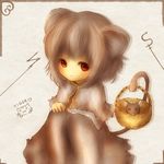  amanojaku animal_ears bad_id bad_pixiv_id blush capelet dowsing_rod dress grey_hair mouse mouse_ears mouse_tail nazrin red_eyes short_hair solo tail touhou 