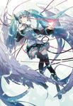  angel_wings aqua_eyes aqua_hair bare_shoulders detached_sleeves electric_angel_(vocaloid) feathers flying hatsune_miku heart highres large_wings long_hair necktie petticoat rella ribbon skirt solo thighhighs twintails very_long_hair vocaloid wings zettai_ryouiki 