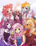  animal_ears anthro anthrofied applejack_(mlp) blonde_hair blue_eyes cowgirl equine female fluttershy_(mlp) friends friendship_is_magic green_eyes hair hasbro hat horn horse jewelry long_hair mammal multi-colored_hair my_little_pony necklace pegasus pink_eyes pink_hair pinkie_pie_(mlp) pony purple_eyes purple_hair rainbow rainbow_dash_(mlp) rainbow_hair rarity_(mlp) reituki short_hair smile twilight_sparkle_(mlp) unicorn wings 