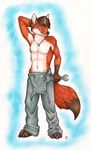  anthro astrofox canine fox korrok male mammal mechanic overalls pinup pose solo spanner tail topless wrench 