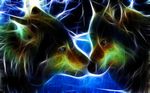  ambiguous_gender blue_eyes canine edit feral fractal mammal non-anthro nuzzling pandapounce photo_manipulation wallpaper widescreen wolf 