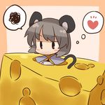  animal_ears blush_stickers cheese chibi food heart in_food minigirl mouse mouse_ears mouse_tail nazrin no_mouth no_nose solo speech_bubble spoken_heart spoken_squiggle squiggle tail thought_bubble touhou tsundere yamabuki_(yusuraume) 