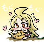  blush_stickers chibi eating heart lowres promia solo taiyou_no_promia yanagi_(nurikoboshi) 