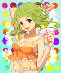  778-go bad_id bad_pixiv_id breasts green_eyes green_hair gumi medium_breasts open_mouth short_hair smile solo tank_top vocaloid 