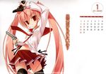  2011 artist_request calendar_(medium) gun hidan_no_aria kanzaki_h_aria school_uniform solo thighhighs weapon 
