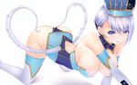  all_fours arched_back backless_outfit bad_id bad_pixiv_id blue_eyes blue_hair blue_rose_(tiger_&amp;_bunny) breasts crawling crystal_earrings earrings elbow_gloves gloves hanging_breasts jewelry karina_lyle large_breasts legs pepsi shokuyou_mogura thighhighs thighs tiger_&amp;_bunny 
