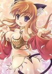  animal_ears armlet bare_back breasts brown_hair cat_ears cat_tail choker cleavage detached_sleeves gypsy_(ragnarok_online) kdc_(koineko) long_hair looking_back medium_breasts open_mouth purple_eyes ragnarok_online see-through smile solo tail 