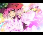  bow foreshortening hat heart letterboxed magic_circle magical_girl mirakurun open_mouth pink_eyes pink_hair short_twintails solo tom_(drpow) twintails wand witch_hat yuru_yuri 