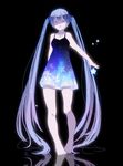  aoi_nana bad_id bad_pixiv_id barefoot blue_hair chemise closed_eyes dress full_body hatsune_miku long_hair short_dress simple_background solo star twintails very_long_hair vocaloid 