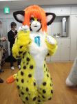  animal_ears bodysuit cat_eyes cheetah cosplay costume crossdress crossdressing feline furry fursuit hair leopard male mammal mask orange_hair photo real skinsuit slit_pupils tail tashiro_yuu tetetor-oort tirol wave waving 