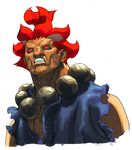  beads dark_skin dark_skinned_male dougi gouki ikeno_daigo male_focus official_art portrait prayer_beads red_eyes red_hair sleeveless solo street_fighter street_fighter_iii_(series) topknot torn_clothes torn_sleeves 