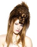  blue_eyes feline female hair human lion long_hair looking_at_viewer mammal nagi_noda plain_background real solo what white_background 