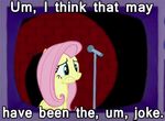  biting_lip english_text equine female feral fluttershy_(mlp) friendship_is_magic hasbro horse mammal microphone my_little_pony parody pegasus reaction_image solo text unknown_artist wings 