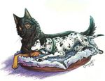  alpha anthro bed canine collar dalmatian dog feral garury_kai gay german german_shepherd male mammal non plain_background shepherd sleeping street street_(character)feral streetdog white_background 