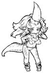  bad_id bad_pixiv_id copyright_request greyscale horn matado monochrome monster_girl pointy_ears solo tail 