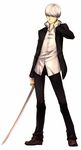  grey_hair male_focus narukami_yuu persona persona_4 saeuchobab school_uniform solo sword weapon 